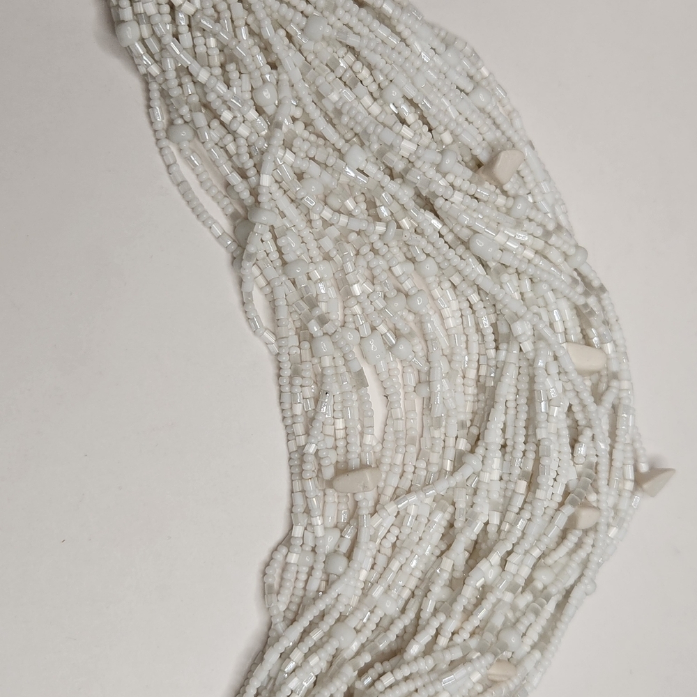 Chicos White Beaded Link Multi String Chunky Bold… - image 8